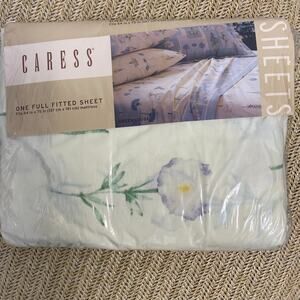 Vintage Caress Greenhouse Ivory Floral Percale Granny Full Fitted Sheet USA NIP